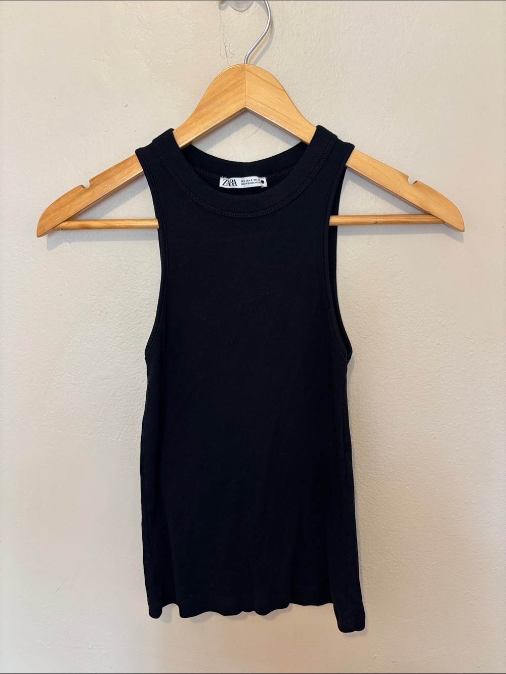 Zara Black Ribbed Sleeveless Tank